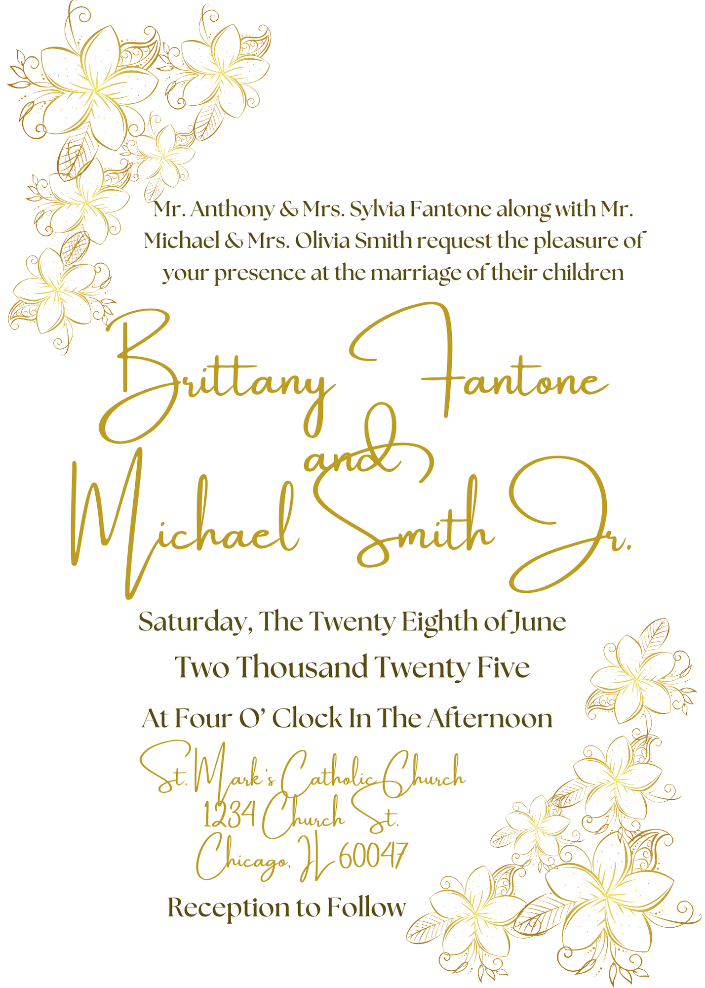 Gold Floral Wedding Invitation Kit