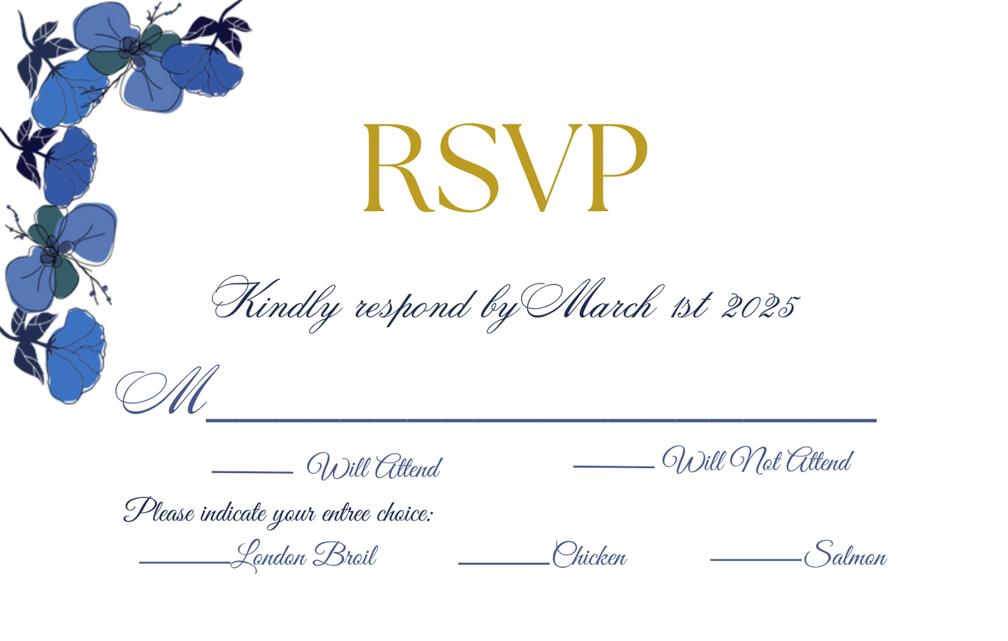 Watercolors Navy Flowers