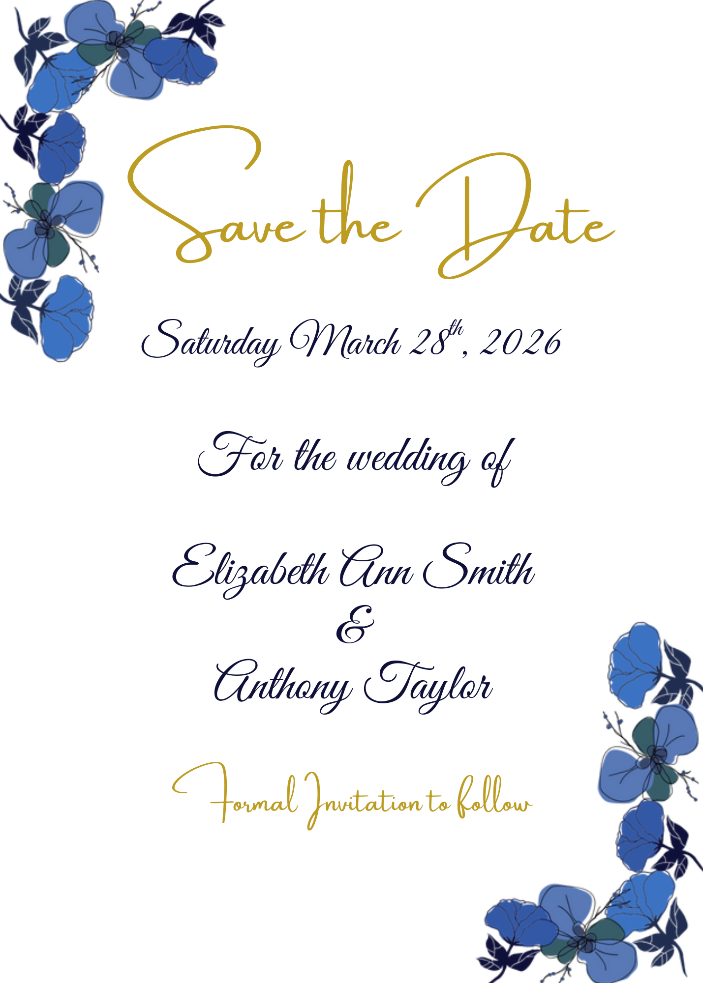 Watercolors Navy Flowers