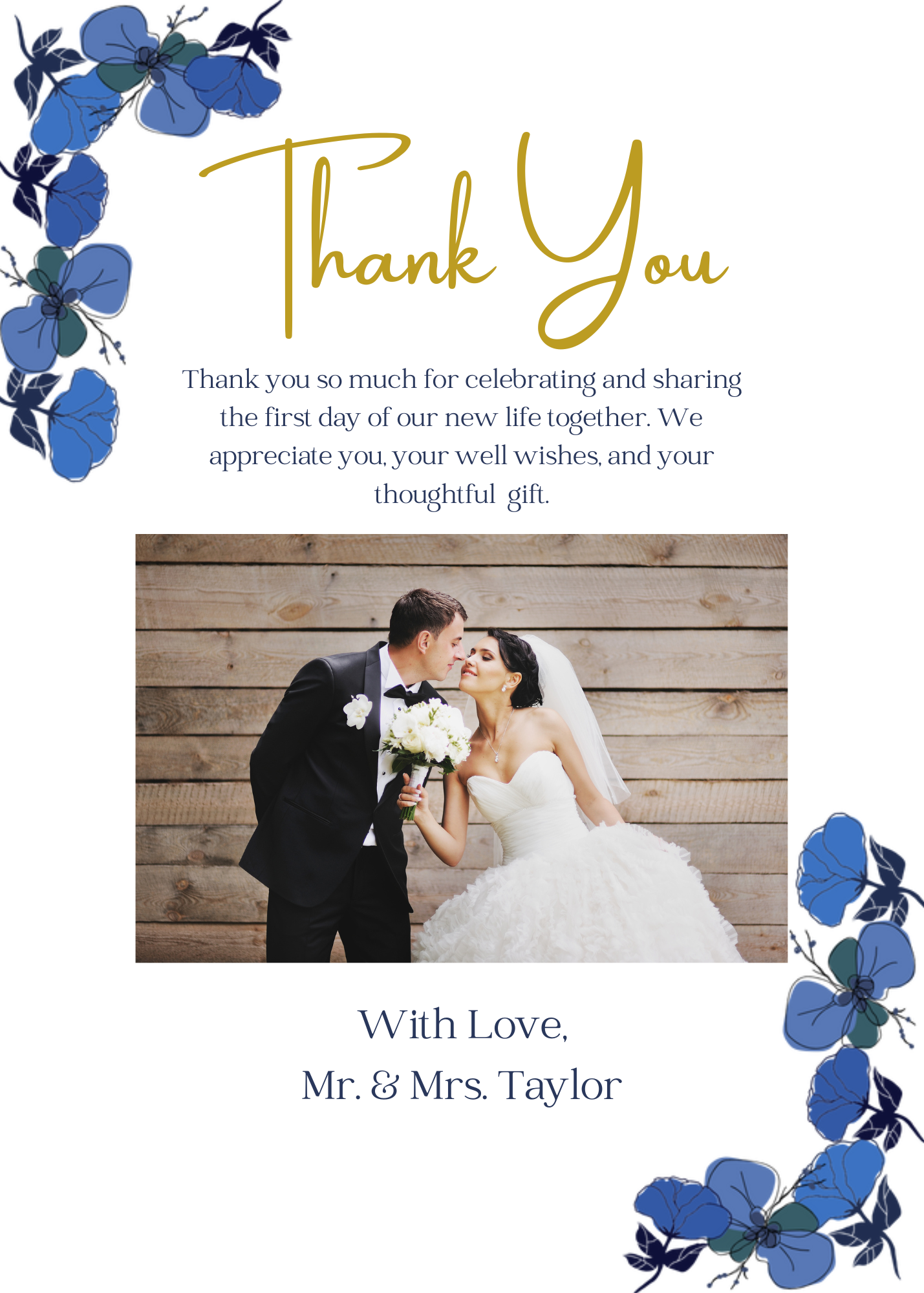 Watercolors Navy Flowers