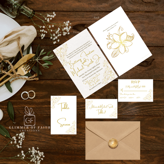 Gold Floral Wedding Invitation Kit